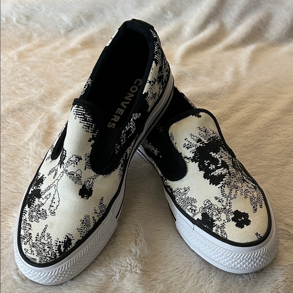 Converse Black and White Graphic Slip-Ons